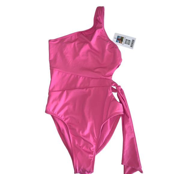High Leg Cheeky One Piece Swimsuit-Liberty & Justice-Color Pink-Size XS-New - Picture 3 of 5